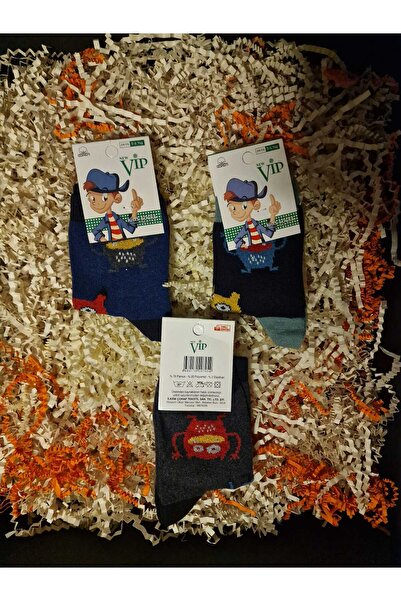 LİA Underwear Patterned Long Boys' Socks 3-Piece Set