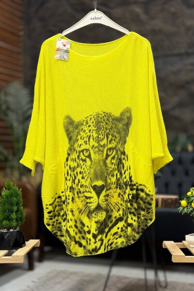 sahnemoda Tiger Print Bat Mercerized Blouse