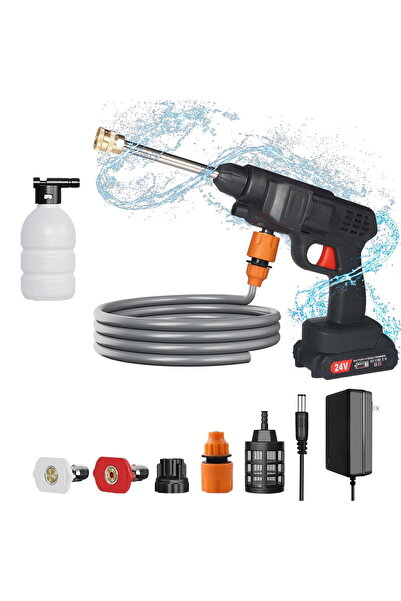 HYX غسالة ضغط، مسدس رش مياه لاسلكي مع بطاريتين محمولتين لتنظيف غسالة السيارات