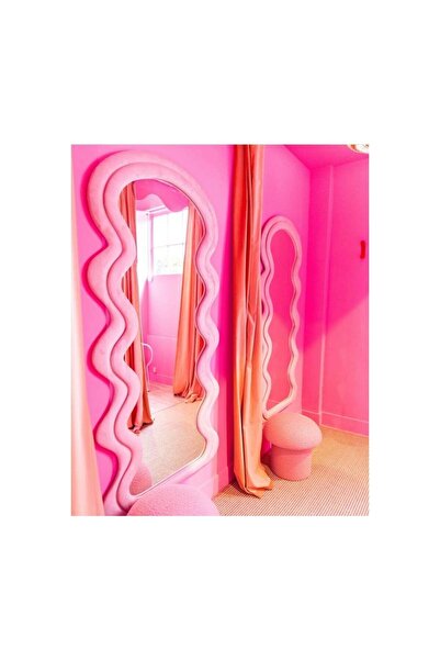 Muummirror 200 cm Kadife Kumaş Çerçeveli Dekoratif Duvar Boy Aynası - Konsol Üstü Salon Aynası