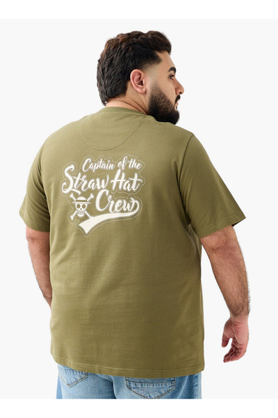 FAV تي شيرت رجالي مطبوع بأكمام قصيرة ورقبة دائرية وقصة عادية من قطعة واحدة