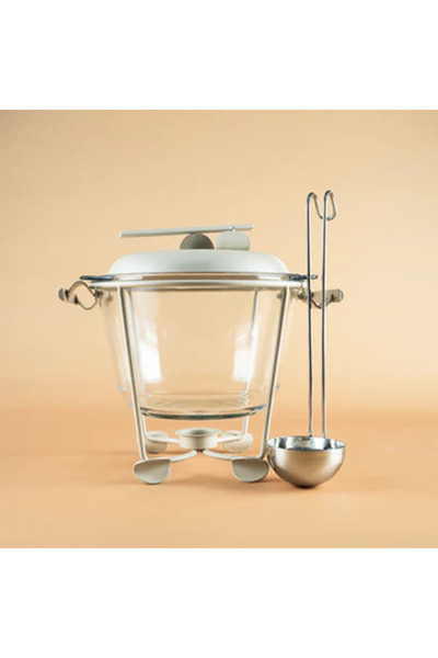 DIVA LADY Luxury white metal 4-liter round soup caddy with bowl and candle holder (Defalide)