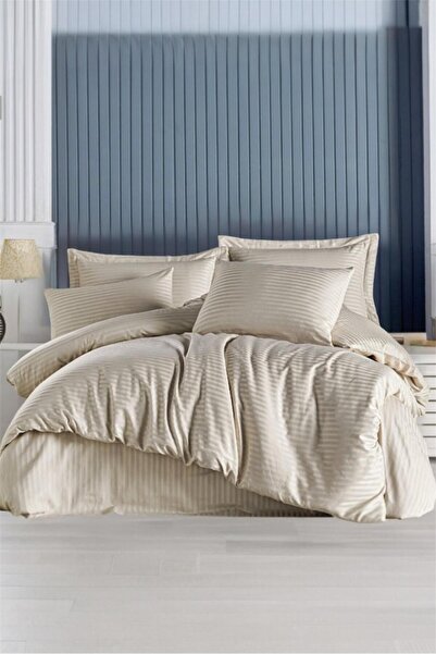 Bayev Berry Cappicino Single Cotton Satin Duvet Cover Set 160 X 220