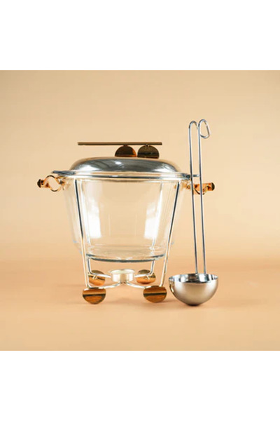 DIVA LADY Luxury white metal 4-liter round soup caddy with bowl and candle holder (Defalide)