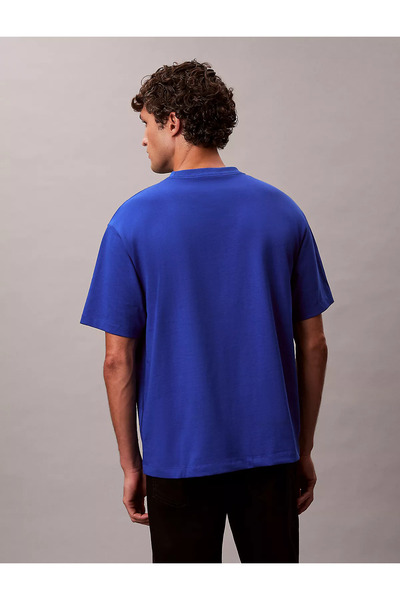 Calvin Klein Men's Cotton Crew Neck Short Sleeve Blue T-Shirt Lv04Rd808G-C65