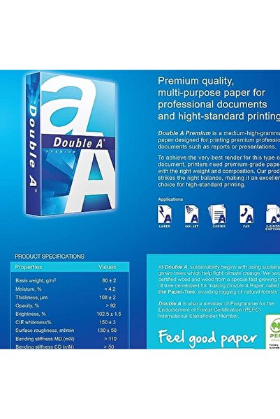 DOUBLE A - Premium Printer Copy Paper, Size A5 (148x210mm), GSM 80, 500 Pages Ream, White