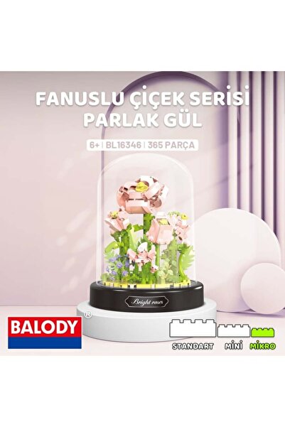 Ceren Ctoy Flower Series with Bell Jar Shiny Rose Lego Set 365 Pieces