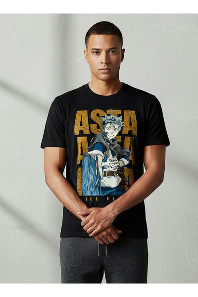 SP Characters تي شيرت رجالي بقصّة عادية ورقبة دائرية وأكمام قصيرة وطبعة أستا