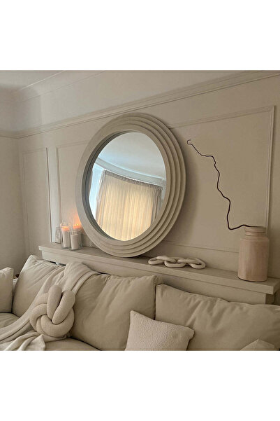Muummirror 110 cm İskandinav Dekoratif Yuvarlak Duvar Aynası -Konsol Üstü Yuv...