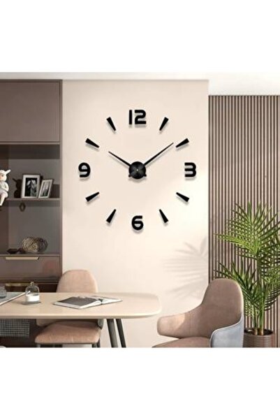 bity thok Modern wall clock with large 3D numbers, black