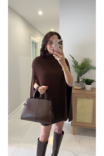 BİRCANÇİL Zorenn Brown Poncho Knitwear