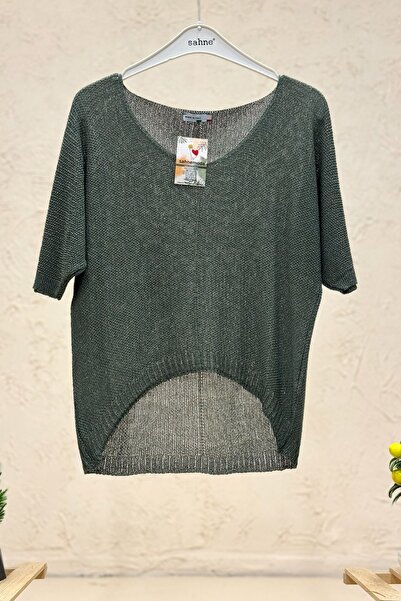 sahnemoda Short Sleeve V-Neck Bat Mercerized Blouse