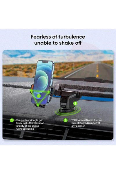 Go-Des GD-HD753 2-in-1 Car Phone Holder/Mount | Auto-Tightening Suction Cup & Air Vent Clip