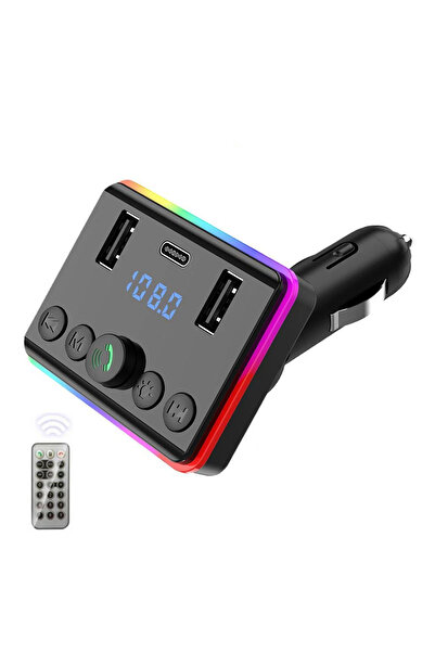 MR.SMART F.T.C Bluetooth FM Transmitter Car with RGB Lights, Dual USB Quick Charge, Hands-Free Calling, Type-C Port