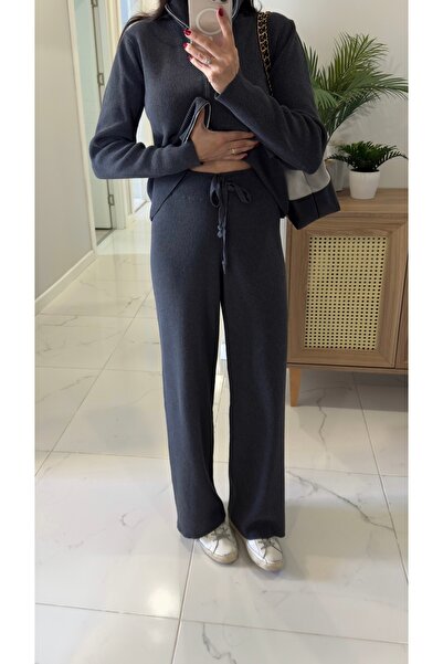 BİRCANÇİL Md Jua Anthracite Zippered Knitwear Set