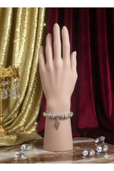 Shiklik Silver Color Stone Beaded Figured Modeler Women's Bracelet