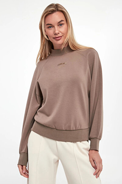 Armani Exchange Women's Regular Fit Crew Neck Long Sleeve Brown Sweatshirt Xw000804 Af16111-U6242