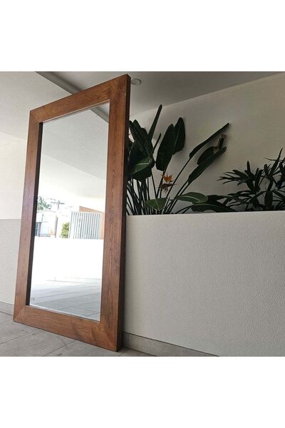 Muummirror 200x120 cm Ağaç Çerçeveli Boy Ayna - Doğal Ağaç Çerçeveli Dev Boy ...
