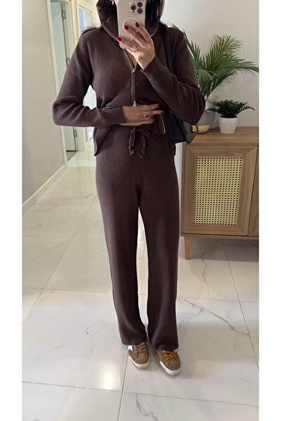 BİRCANÇİL Md Jua Brown Zippered Knitwear Set