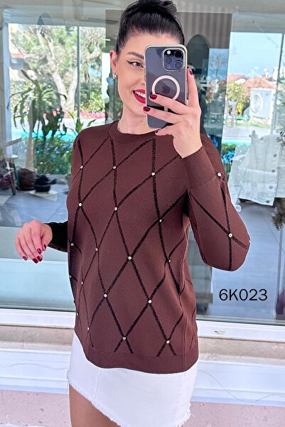 İnce Topuk Baklava Patterned Knitwear Blouse 6K023