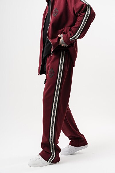 Respire Ανδρικό χειμερινό φαρδύ παντελόνι με λεπτομέρεια ρίγες, διπλής όψης, μπορντό