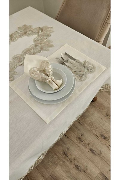 BRL ÇEYİZ HOME Gardenya Linen Luxury Tableware Sets 38 Pieces with American Service Set