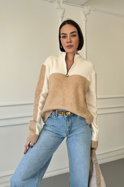 MAGARDE Cardigan din tricotaj în culoarea camel, cu garnituri