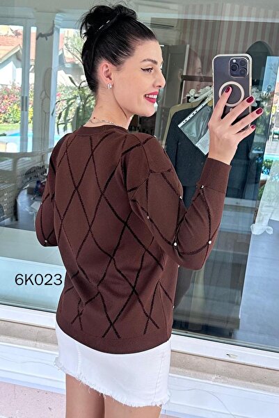 İnce Topuk Baklava Patterned Knitwear Blouse 6K023