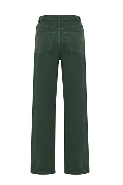 Exquise High Waist Pocketed Woven Green Pants