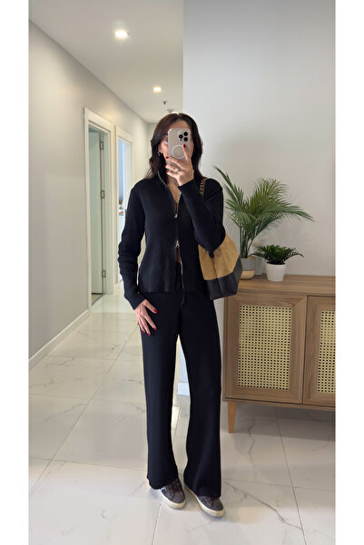 BİRCANÇİL Md Jua Black Zippered Knitwear Set
