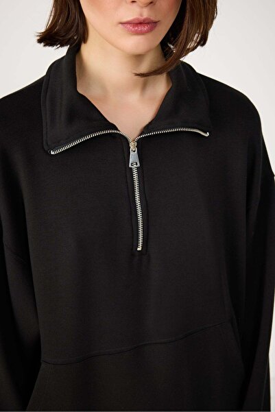 No Matter What Modal-Sweatshirt mit halbem Reißverschluss