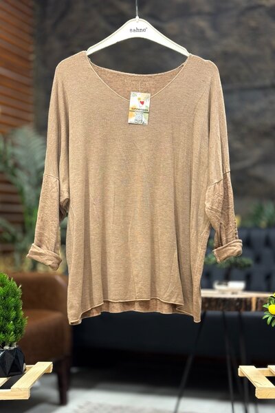 sahnemoda Bluză importată cu mânecă lungă cu decolteu în V