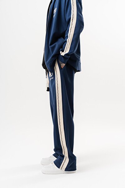Respire Men's Ffb Striped Detail Winter Doubleface Baggy Sweatpants Navy Blue