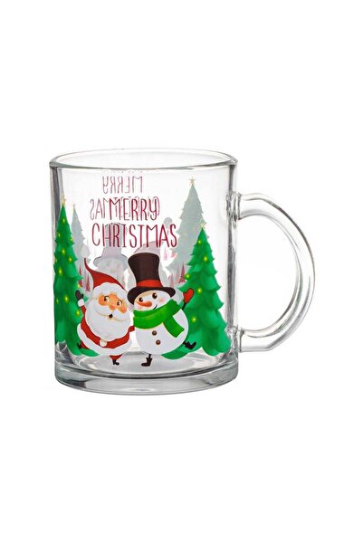 Housevetta Christmas mug, made of glass, Santa Claus and Snowman model, Merry Christmas, 330 ml