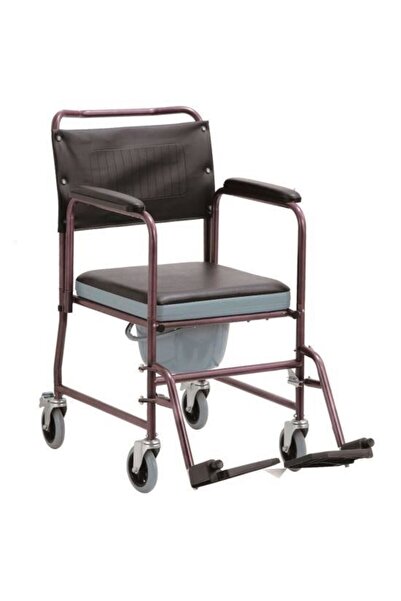 KY Scaun cu vas de toaleta / WC, de camera, din otel cu roti, sezut detasabil, max. 100kg, 691