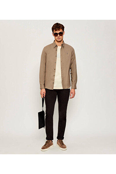 BOSS Men's Slim Fit 100% Cotton Long Sleeve Brown Shirt 50550583-245