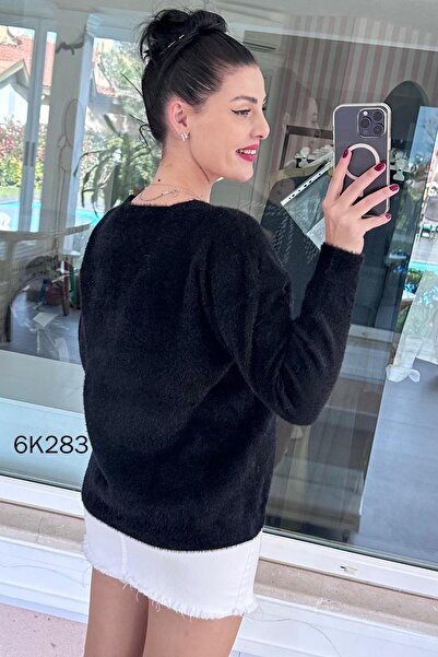 İnce Topuk Pearl V-Neck Bearded Knitwear Blouse 6K283