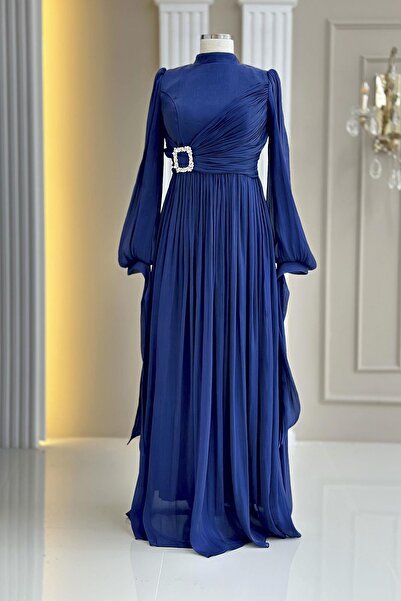 Amine Hüma Hira Abiye Elbise Lacivert