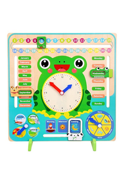 Toy Tablă educațională din lemn Montessori - Ceas, calendar și indicator meteo pentru cunoaștere timpurie