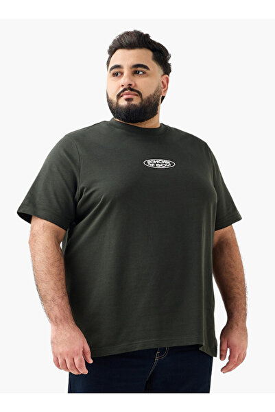 FAV تي شيرت رجالي مطبوع بأكمام قصيرة ورقبة دائرية وقصة عادية