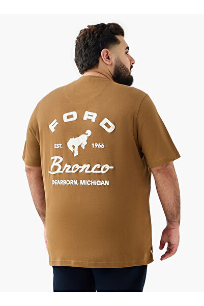 FAV تي شيرت رجالي بقصّة عادية ورقبة دائرية وأكمام قصيرة وطبعة شعار فورد