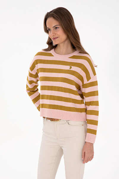 U.S. Polo Assn. Women's Powder Striped Crew Neck Sweater 50314653-Vr042