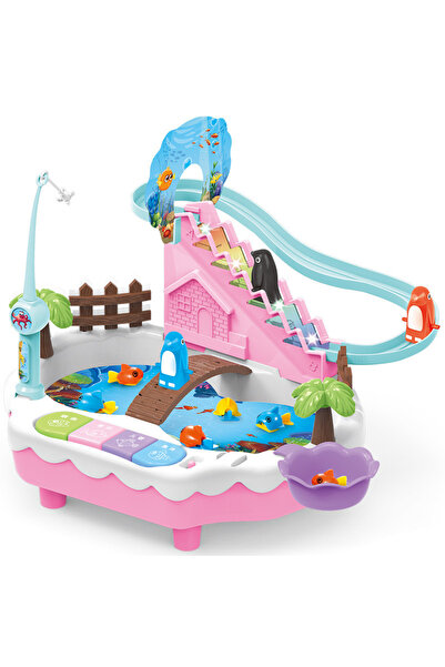 LITTLE ANGEL – ألعاب أطفال لعبة البطريق المنزلق وصيد الأسماك - وردي