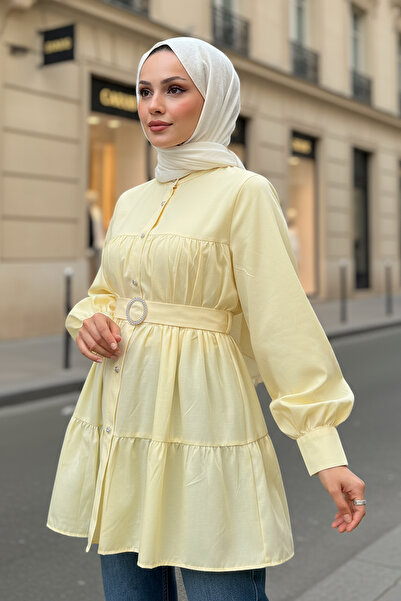 Salih Çelebi Kat Kat Linen Tunic 2369 - Yellow