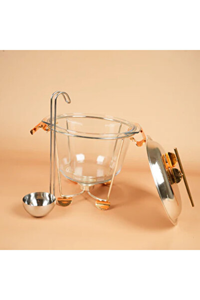 DIVA LADY Luxury white metal 4-liter round soup caddy with bowl and candle holder (Defalide)