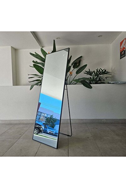 Muummirror 190x70 cm Metal Boy Ayna - Ayaklı Büyük Boy Ayna - Siyah