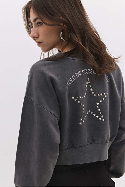 No Matter What Sweatshirt mit Steinverzierungen