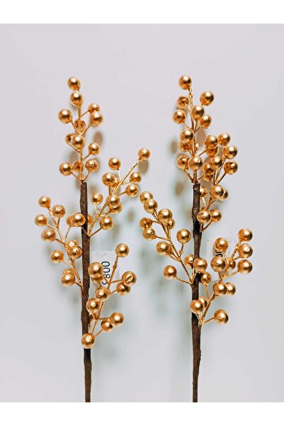 OSO HOME Yapay Dal Kokina 2 Adet 50 Cm Gold Rengi Küçük Boy(4 Kafalı) Yeni Yı...