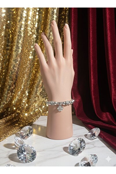 Shiklik سوار نسائي مزين بالخرز الحجري الفضي اللون