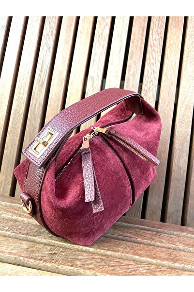 ABBRA Women's Real Suede Leather Small Bag with Hand Shoulder Strap and Lining